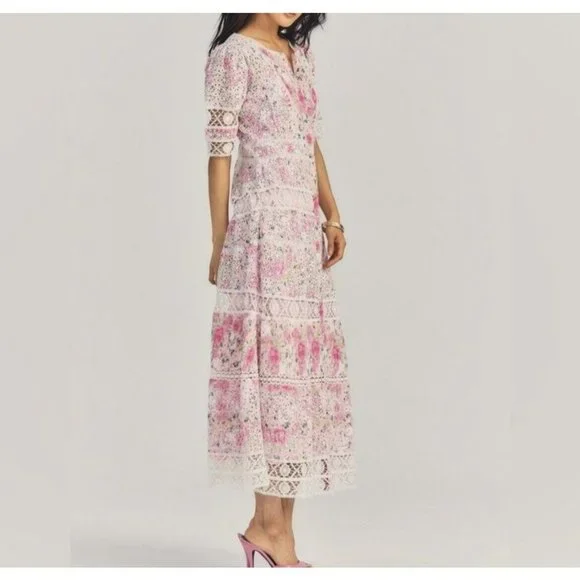 Love Shack Fancy Carmie Victorian Maxi Dress Floral Lace Size 6 - Picture 8 of 10